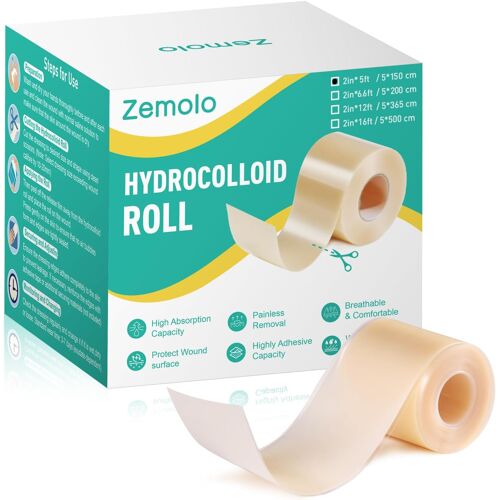 Kalanka-Hydrocolloïdes Pansements Imperméables 5cm X 1.5m, Hydrocolloid Roll Bande Hydrocolloïde Pansements Adhésifs Ultra-Fins Couleur Chair Rouleau Hydrocolloid 