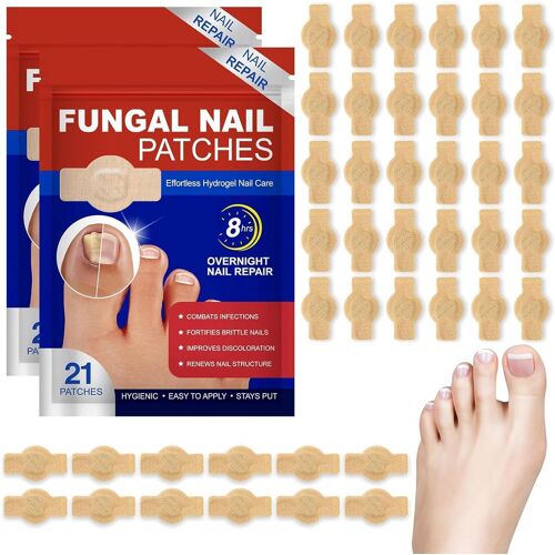 Kalanka-Fungal Nail Patches,42pcs Patches Mycose Ongles Des Pieds,Patches D'ongles Fongiques,Patchs Traitement Mycose Ongles Pieds,Patch Correcteur D'ongles D'orteils,Pansements Antifongiques Pour On 