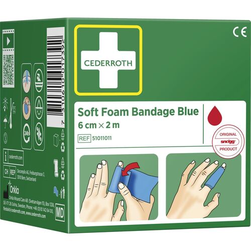 Kalanka-Cederroth Rouleau De Bandage En Mousse Souple - Couleur : Bleu - Longueur : 200 Cm - Largeur : 6 Cm 