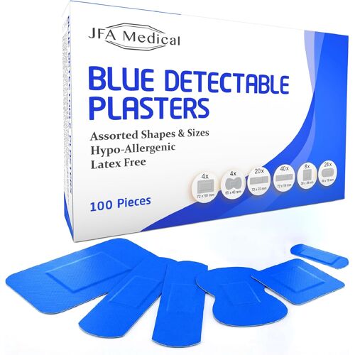 Kalanka-Jfa Medical Bleu Assortis Pansements (6 Tailles) 100 Pansements Par Boîte 