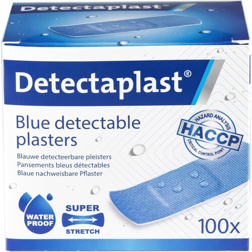Kalanka-Premium Pansement Bleu Detectable, Résistant À L'eau Et Aux Saletés, Safety First Pansement Cuisine Et Alimentaire, 25 X 72 Mm, 100 Pièces 