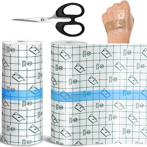 Kalanka-Pansements De Douche Imperméables 15 Cm X 10 M (Ciseaux Inclus) - Second Skin - Tatouage Pour Poignets, Épaules, Bras, Plaies, Protection 