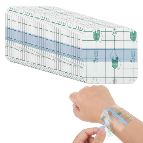 Kalanka-Lot De 50 Pansements Adhésifs Transparents Et Imperméables Pour La Natation, Le Tatouage Et La Douche, Empêchant L'eau De Pénétrer Dans Les Plaies (6 X 6 Cm) 