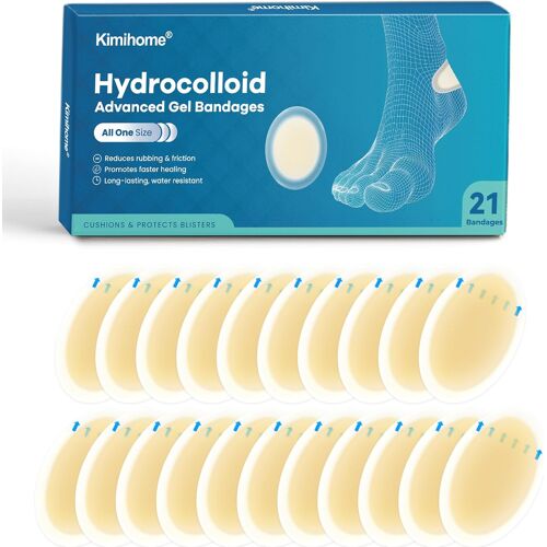 Kalanka-Gel Pansement Ampoule - 21 Pcs Hydrocolloid Bandages For Feet, Blister Cushions Pads, Water Resistant Adhesive Bandages For Heel, Toes & Foot, Blister Bandages For Prevention & Recovery (Heel 