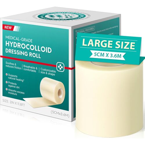 Kalanka-Pansement Hydrocolloïde Rouleau 5cm X 3.6m ¿ Grand Format ¿ Haute Absorption ¿ Barrière Imperméable ¿ Usage Quotidien ¿ Stérile ¿ Protection Des Plaisons Au Quotidien 