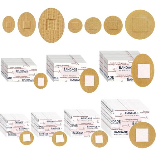 Kalanka-140 Pièces Pansement Rond Rondes Et Ovales Petits Pansements Adhésifs 7 Tailles Tissu Souple Respirant Doux Pour La Peau Pour Le Visage Le Nez Les Mains Petites Coupures 