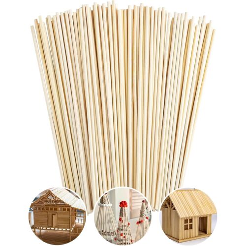 Kalanka-200 Bâtonnets En Bois Naturel ¿ 30cm X 4mm, Baton Barbe À Papa, Baguettes Bois Pour Diy, Artisanat, Décoration, Modélisme Et Projets Créatifs