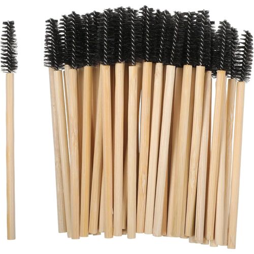 Kalanka-Lot De 100 Baguettes Jetables À Mascara Avec Manche En Bambou, Poils En Nylon, Kit De Maquillage Noir Pour Extensions De Cils (Baguettes Jetables Et Mascara) 