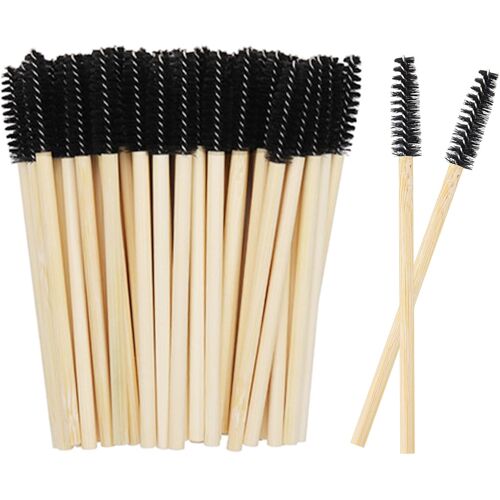 Kalanka-Lot De 50 Baguettes Jetables En Bambou Pour Mascara - Kit De Maquillage Noir Pour Cils 