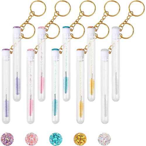 Kalanka-Lot De 10 Baguettes Jetables Pour Mascara En Cristal, Pinceaux De Maquillage, Applicateurs, Extensions De Cils Avec Porte-Clés En Diamant, Tube De Brosse À Cils Pour Femmes Et Filles 