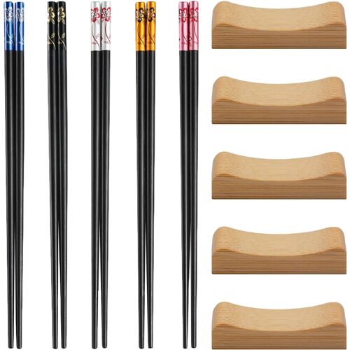 Kalanka-5 Paires De Baguettes, 5 Porte-Baguettes, Baguettes Réutilisables, Porte-Baguettes, Porte-Baguettes, Baguettes Antidérapantes, Outils De Cuisine, Baguettes Créatives En Fibre