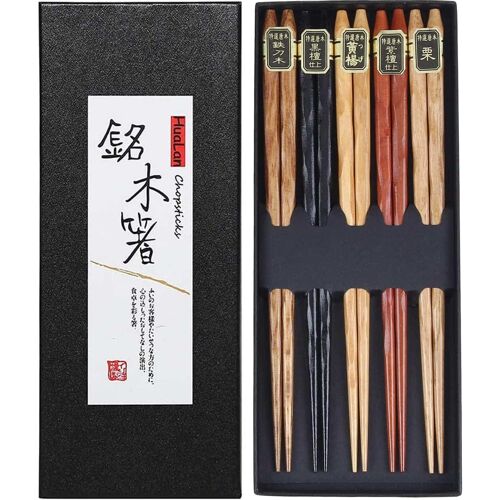Kalanka-Ensemble De Baguettes Japonaises En Bois Naturel, Réutilisables De Style Classique, 5 Paires, Ensemble¿