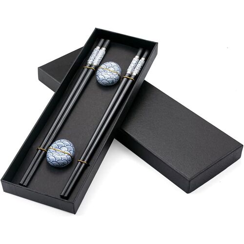 Kalanka-Lot De 2 Paires De Baguettes À Sushi En Fibre De Verre, 2 Supports À Baguettes, Matériau De Protection Alimentaire, Lavage À La Main Uniquement, Design Antidérapant, Excellente Idée Cadeau