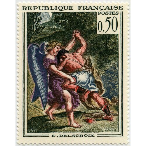 France 1963, Très Beau Timbre Neuf** Luxe Yvert 1376, Oeuvres D'Art, "Lutte De Jacob Avec L'Ange", Par Delacroix.