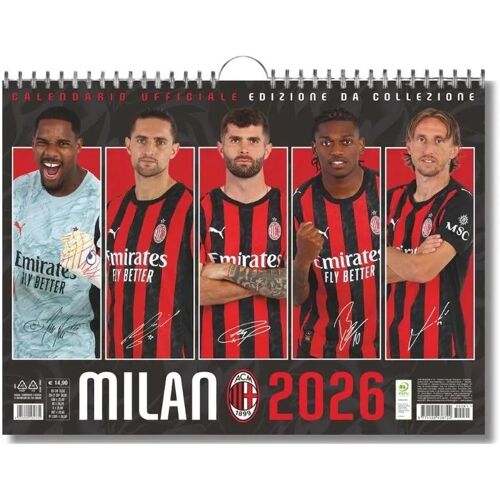 Calendrier Mural Officiel Ac Milan 2026 Édition Collectionneur Grand Format 44 X 33 Cm Noir Pour Chambre Bureau Passion Football
