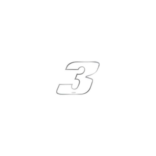 Autocollant - Moto - Numéro 3 - Blanc Chrome - 27 X 37 Mm - Haute Qualité