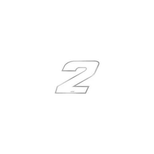 Autocollant - Moto - Numéro 2 - Blanc Chrome - 27 X 37 Mm - Haute Qualité