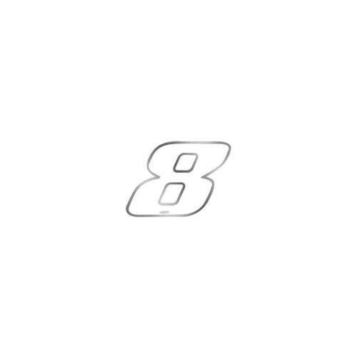 Autocollant - Moto - Numéro 8 - Blanc Chrome - 27 x 37 mm - Adhésif Brillant