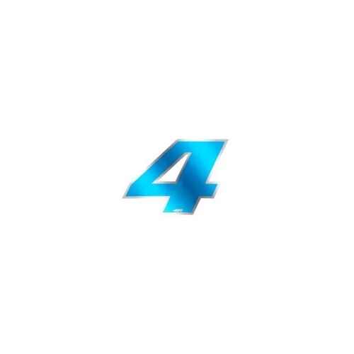 Autocollant - Moto - Numéro 4 - Bleu Chrome - 27 X 37 Mm - Haute Qualité