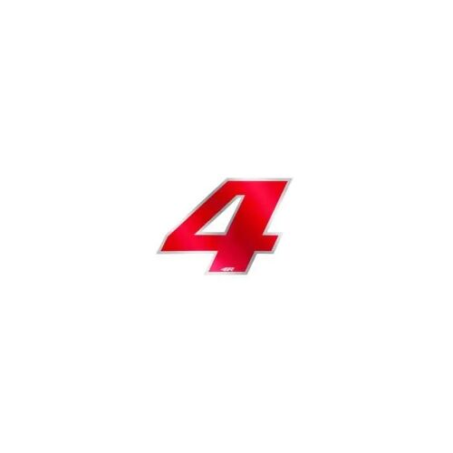 Autocollant - Moto - Numéro 4 - Rouge Chrome - 27 X 37 Mm - Haute Qualité