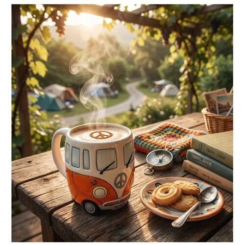 Mug Camping Car Combi Orange 14 Cm