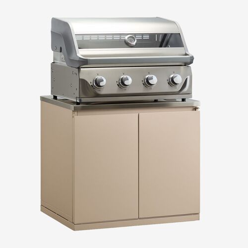 Module Avec Barbecue À Gaz À 4 Brûleurs Pour Cuisine Modulaire D'extérieur En Acier Rivana Tapioca Beige