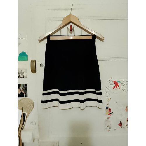 Jupe Noire Bas Blanc 32 Xxs Mango.
