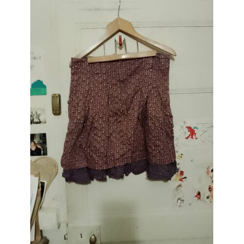 Jupe Violette Motifs Kakis Clairs 40 L La Fiancée Du Mékong.