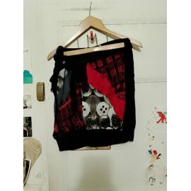 Jupe Noire Motifs Gris/Rouges 36 S Desigual.