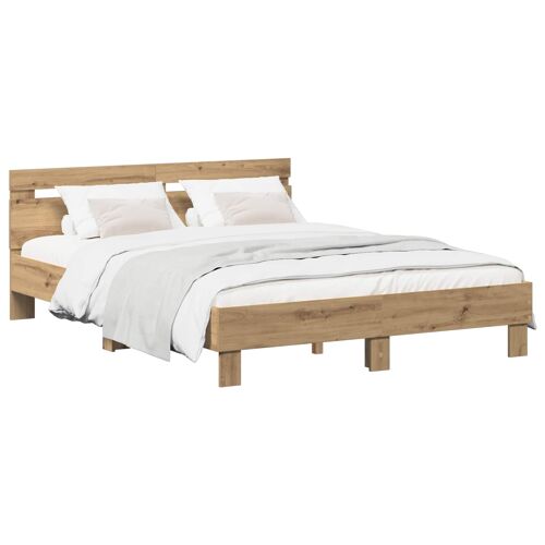 vidaXL Cadre de lit Chêne artisanal 140 x 190 cm Bois d'ingénierie