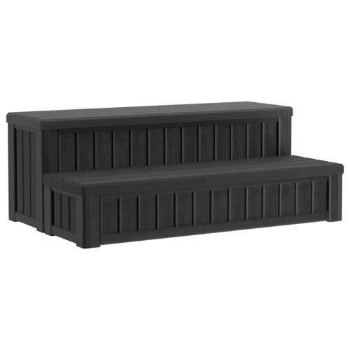vidaXL Marchepied de bain à remous avec rangement 2 étapes Noir PP