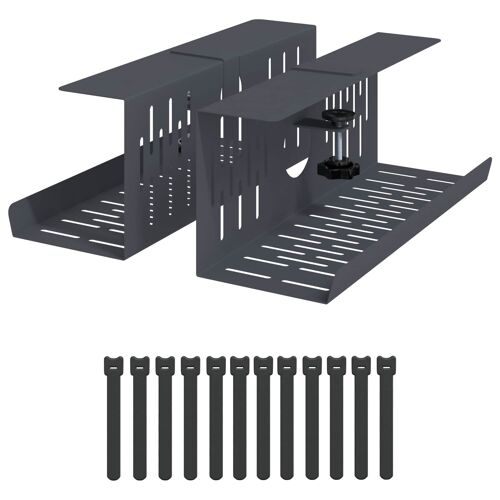 vidaXL Plateau de gestion de câbles sous le bureau 2 pc Anthracite