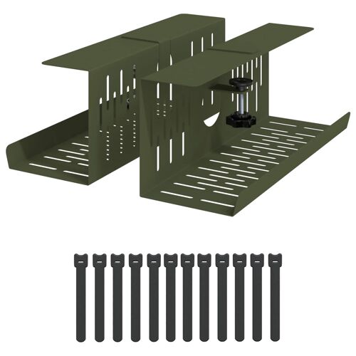 vidaXL Plateau de gestion de câbles sous le bureau 2 pc Vert olive