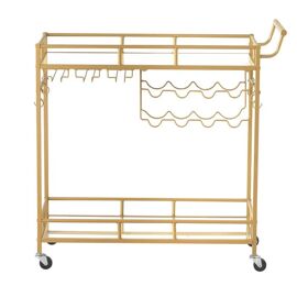 Chariot de Service-Duoku-pour le Rangement des Vins, Ustensiles de Cuisine et Accessoires de Salon, Finition Dorée, 2 Niveaux