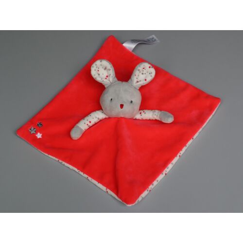 Doudou souris Obaïbi plat rouge gris blanc étoiles