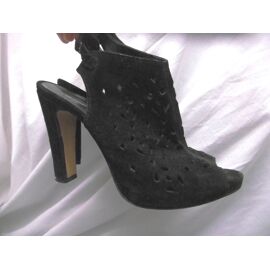 Minelli Escarpins Cuir Et Daim Noir Bout Ouvert 38