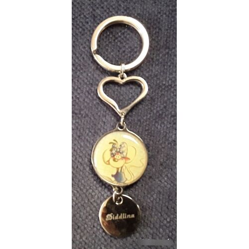 Porte Clés Métal Diddl Collection Coeur Médaillon Diddllina Chrome
