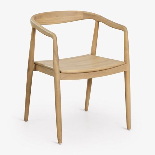 Pack de 2 chaises de salle à manger avec accoudoirs en bois de teck Rokan Bois de teck clair