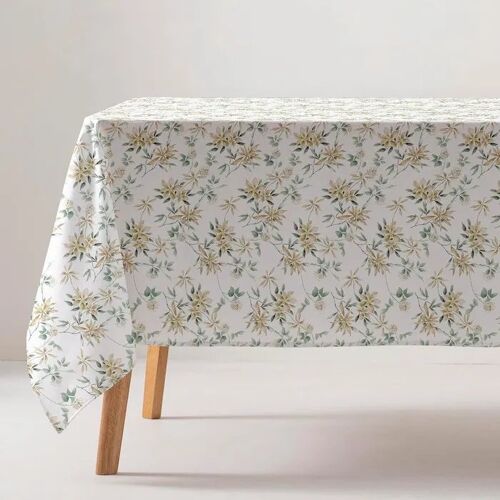 Nappe De Table Rectangulaire Antitache Coton Polyester 140 X 300 Cm Motif Floral Jacquard Imperméable 215 G/M² Avec Sac De