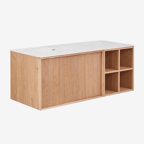 Ensemble meuble de salle de bain suspendu 120x50 cm en bois avec lavabo intégré Endika