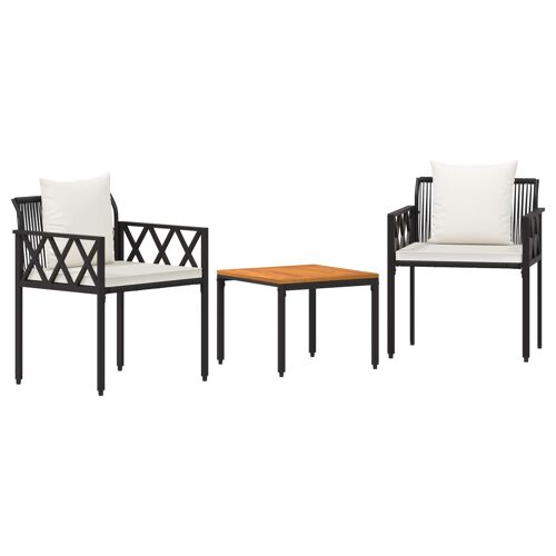 vidaXL Ensemble de meubles d'extérieur 3 pcs Noir et blanc crème