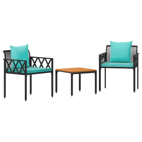 vidaXL Ensemble de meubles d'extérieur 3 pcs Noir et turquoise