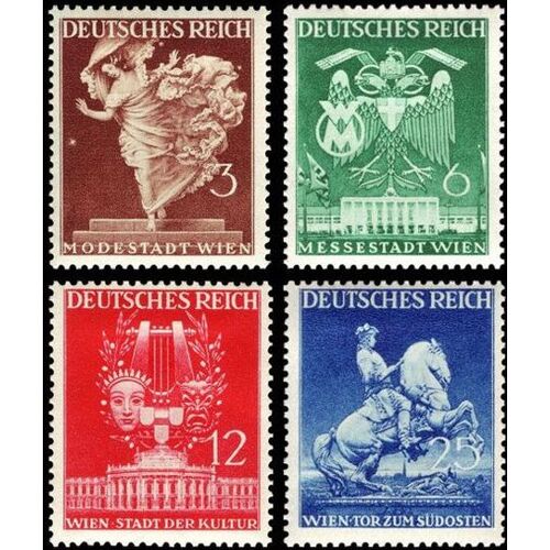 Allemagne, 3ème Reich 1941, Tres Belle Serie Neuve** Luxe Foire De Vienne, Timbres Yvert 692 Allegorie De La Mode, 693 Attributs De La Foire, 694 Le Theatre Imperial, 695 Monument Du Prince Eugene.