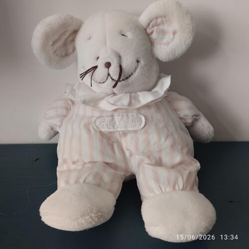F/ vintage doudou souris rayé rose Bébé Jacadi