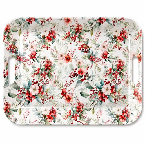 Plateau Rectangulaire En Mélamine Baies Et Fleurs D¿Hiver