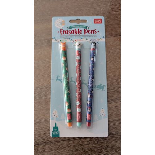 Legami - Set De 3 Stylos Gel Effaçables, Christmas (Noël) Edition 2023