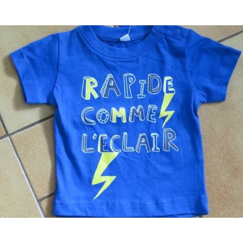 Tee Shirt "Rapide Comme L'Éclair" Boutonné, Taille 6 Mois