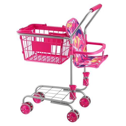 Chariot de Courses pour Enfants-Duoku-Jouet Pliable avec Siège pour Poupée, Adapté aux Jeux d'Imitation dès 3 ans