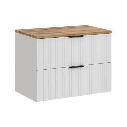 Meuble Suspendu sous Vasque ADEN SET2 2 Tiroirs Blanc Blanc 46 x 80 x 60 cm