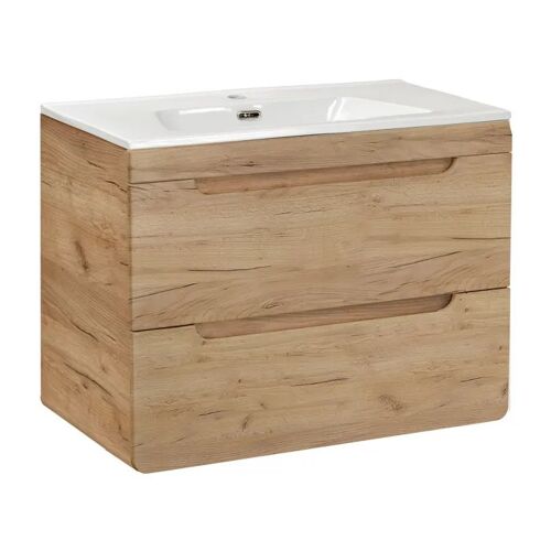 Meuble Suspendu sous Vasque ARVIDA SET2 2 Tiroirs Chêne Chêne 46 x 80 x 59 cm